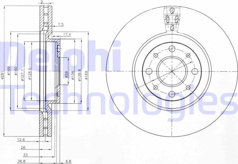 Тормозной диск Delphi. Артикул BG3699