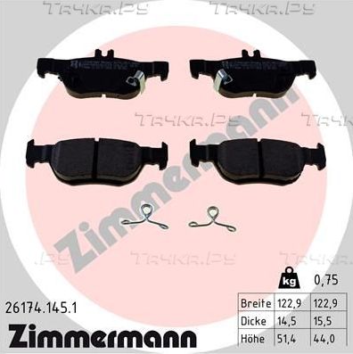Тормозные колодки Zimmermann задние для Mazda CX-30 I 2019-2026. Артикул 26174.145.1