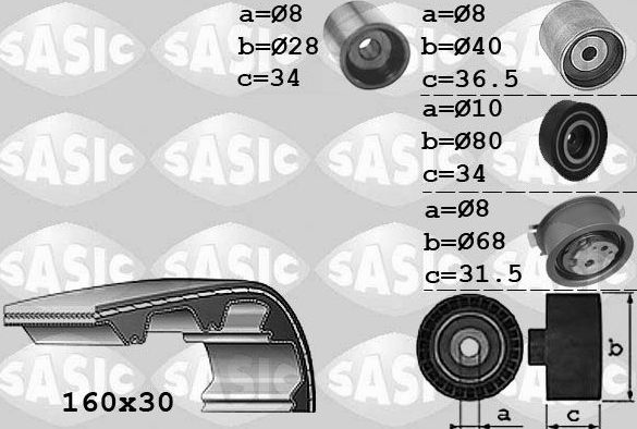 Ремень ГРМ с роликами (комплект) Sasic. Артикул 1756070