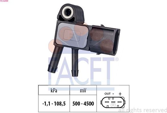 Датчик абсолютного давления (ДАД, MAP) Facet Made in Italy - OE Equivalent. Артикул 10.3269