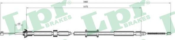Трос ручника (тросик ручного тормоза) LPR. Артикул C1023B
