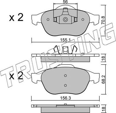 Тормозные колодки Trusting передние для Renault Espace IV 2002-2015. Артикул 345.1