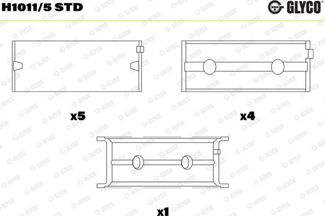 Вкладыши коренные Glyco для Fiat Linea 2006-2026. Артикул H1011/5 STD