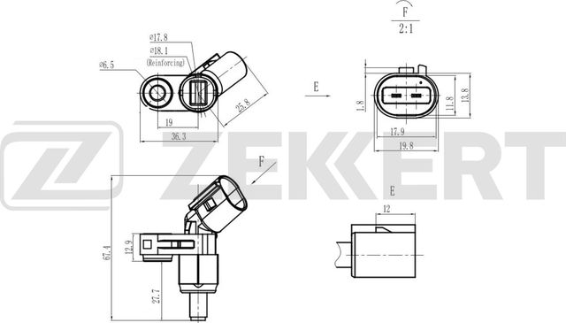 Датчик ABS Zekkert передний правый для SEAT Cordoba I 1993-2002. Артикул SE-6181