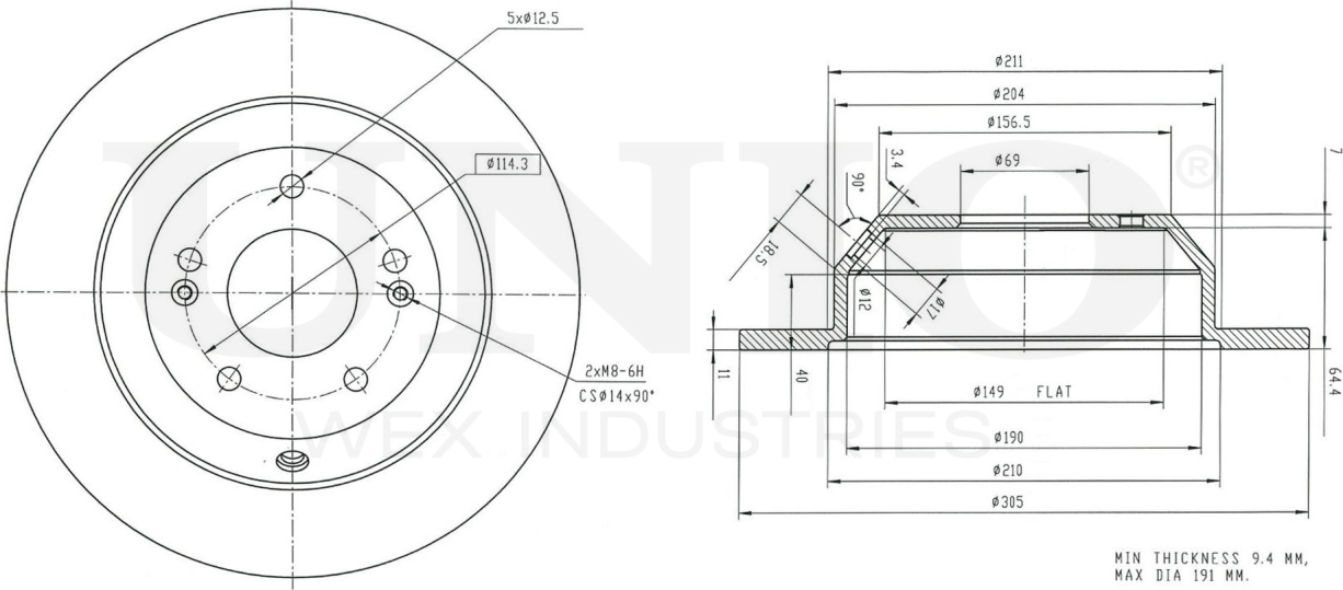 Диск тормозной (Unio). Артикул BRD-20591