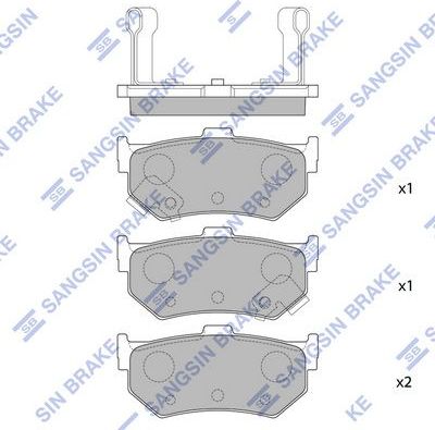 Тормозные колодки Sangsin Hi-Q задние для Suzuki Swift I 1985-1989. Артикул SP1469