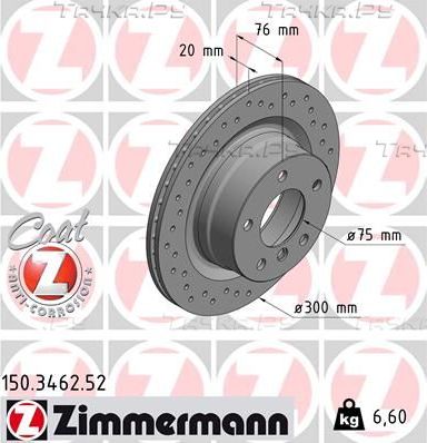 Тормозной диск Zimmermann SPORT Z. Артикул 150.3462.52