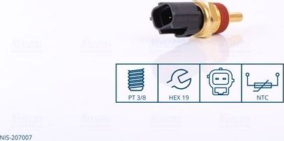 Датчик температуры охлаждающей жидкости Nissens (полимерный материал). Артикул 207007