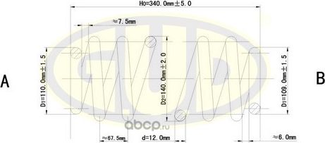 Пружина подвески G.U.D.. Артикул GCS063456