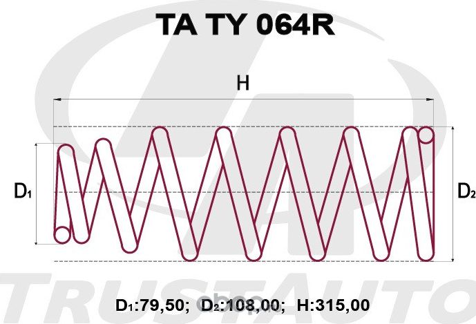 ПРУЖИНА ПОДВЕСКИ УСИЛЕННАЯ (Trustauto). Артикул TATY064R