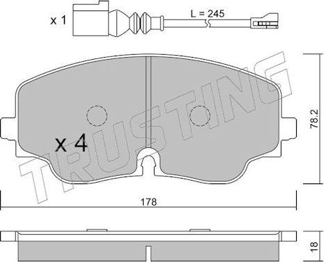 Тормозные колодки Trusting для Volkswagen Golf VIII 2020-2026. Артикул 1316.0