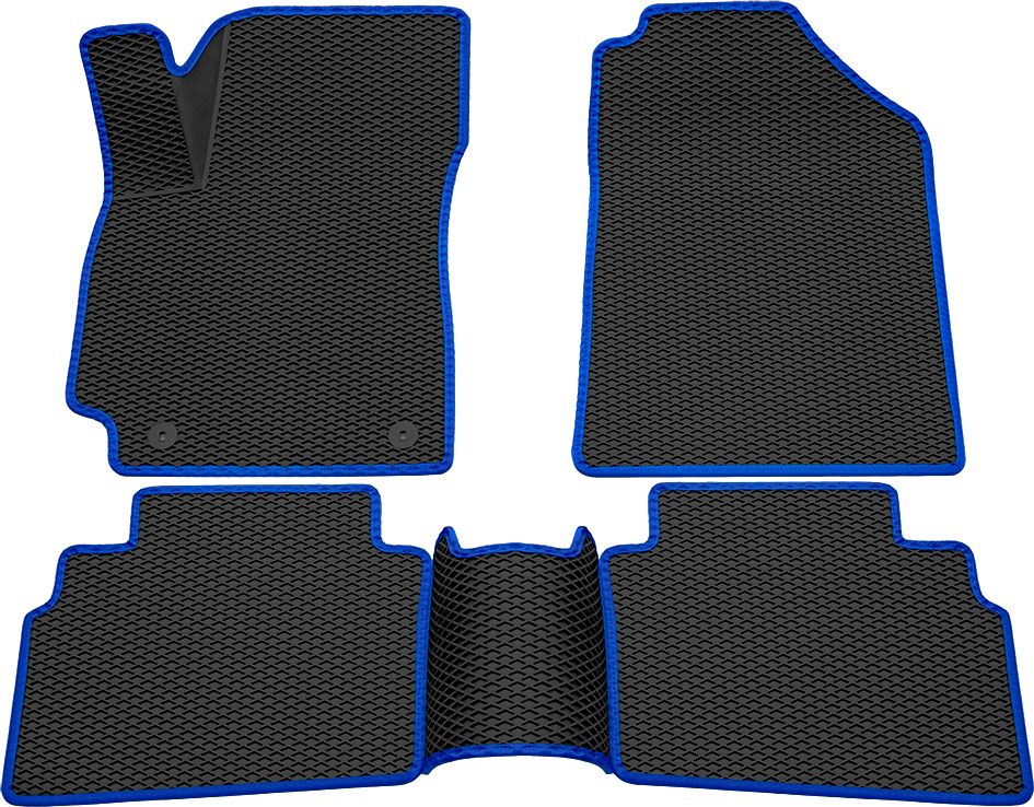 Коврики Rezkon 3D EVA ромб резиновые для салона Kia Seltos 2020-2026 Синий кант. Артикул 9221050103