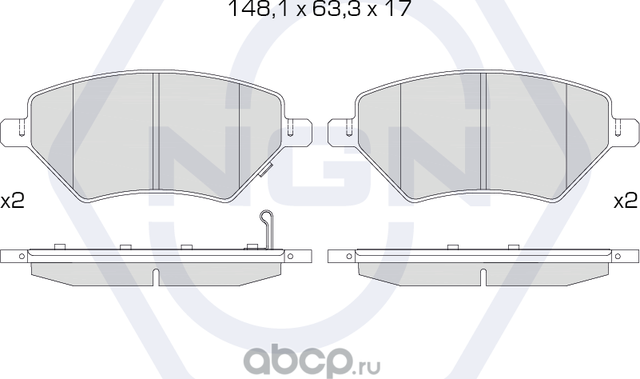 Колодки тормозные керамические, передние (NGN). Артикул 3502298