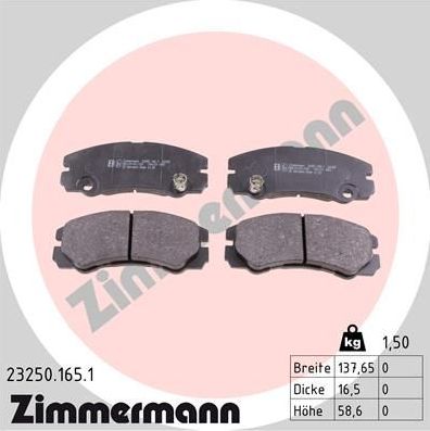 Тормозные колодки Zimmermann. Артикул 23250.165.1