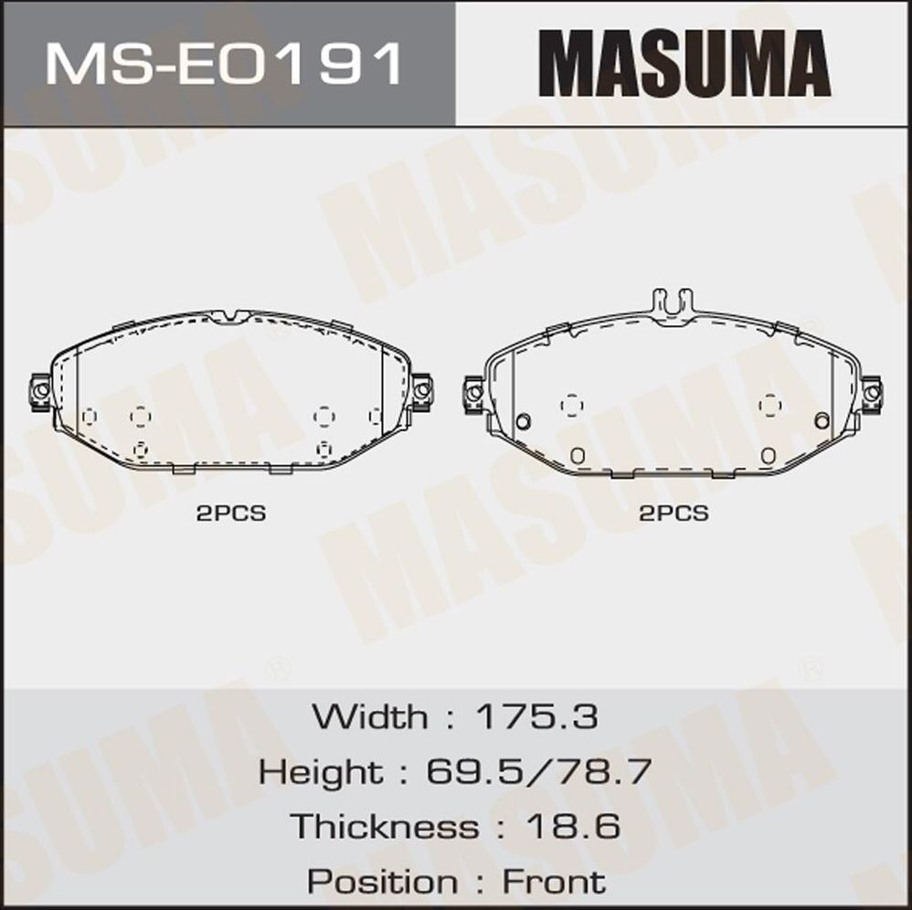 Тормозные колодки Masuma. Артикул MS-E0191