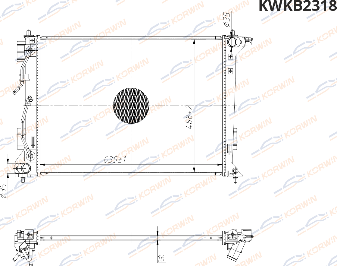 Радиатор охлаждения HYUNDAI Tucson, KIA Sportage 1.6-2.0 (15-) AT (гар. 2 года) (Korwin). Артикул KWKB2318