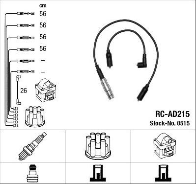 Высоковольтные провода (провода зажигания) (комплект) NGK. Артикул 0515