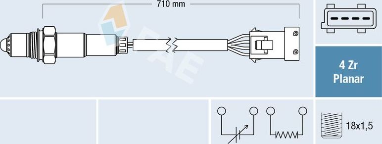 Лямбда-зонд (кислородный датчик) FAE. Артикул 77413
