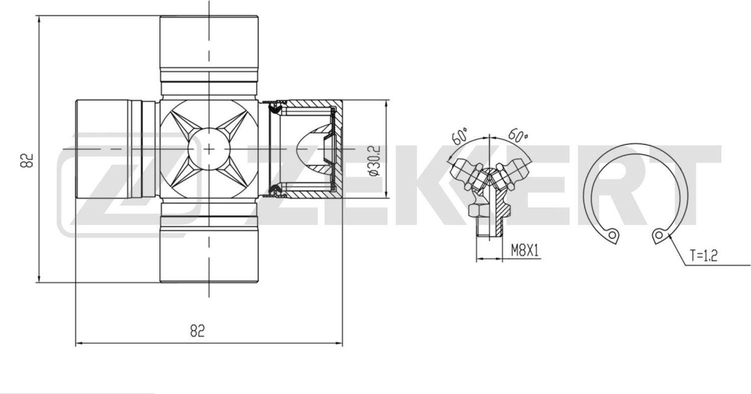 Крестовина карданного вала Zekkert. Артикул KG-1143