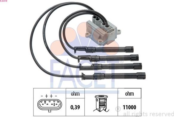 Катушка зажигания Facet OE Equivalent. Артикул 9.6319