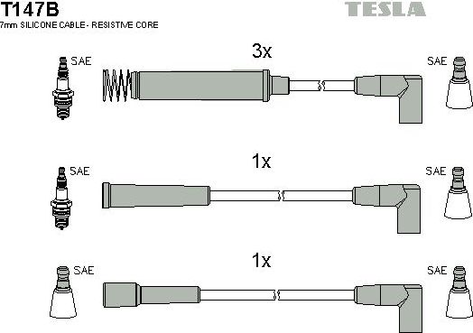 Высоковольтные провода (провода зажигания) (комплект) Tesla. Артикул T147B
