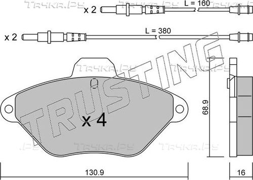 Тормозные колодки Trusting передние для Citroen Xantia I 1995-2003. Артикул 160.0