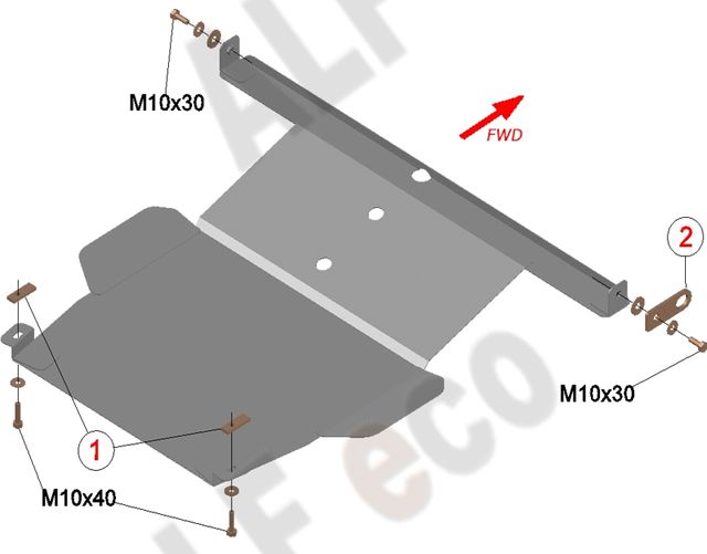 Защита алюминиевая Alfeco для картера и КПП Toyota Corollа E100 1991-1995. Артикул ALF.24.27al