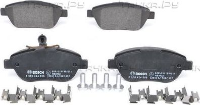 Тормозные колодки Bosch (Low-Metallic) передние для Fiat Bravo II 2006-2014. Артикул 0 986 424 596