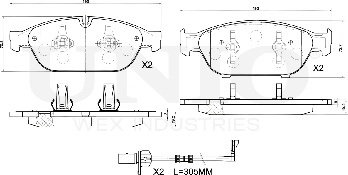Колодки тормозные дисковые, комплект (Unio). Артикул BRP-20344