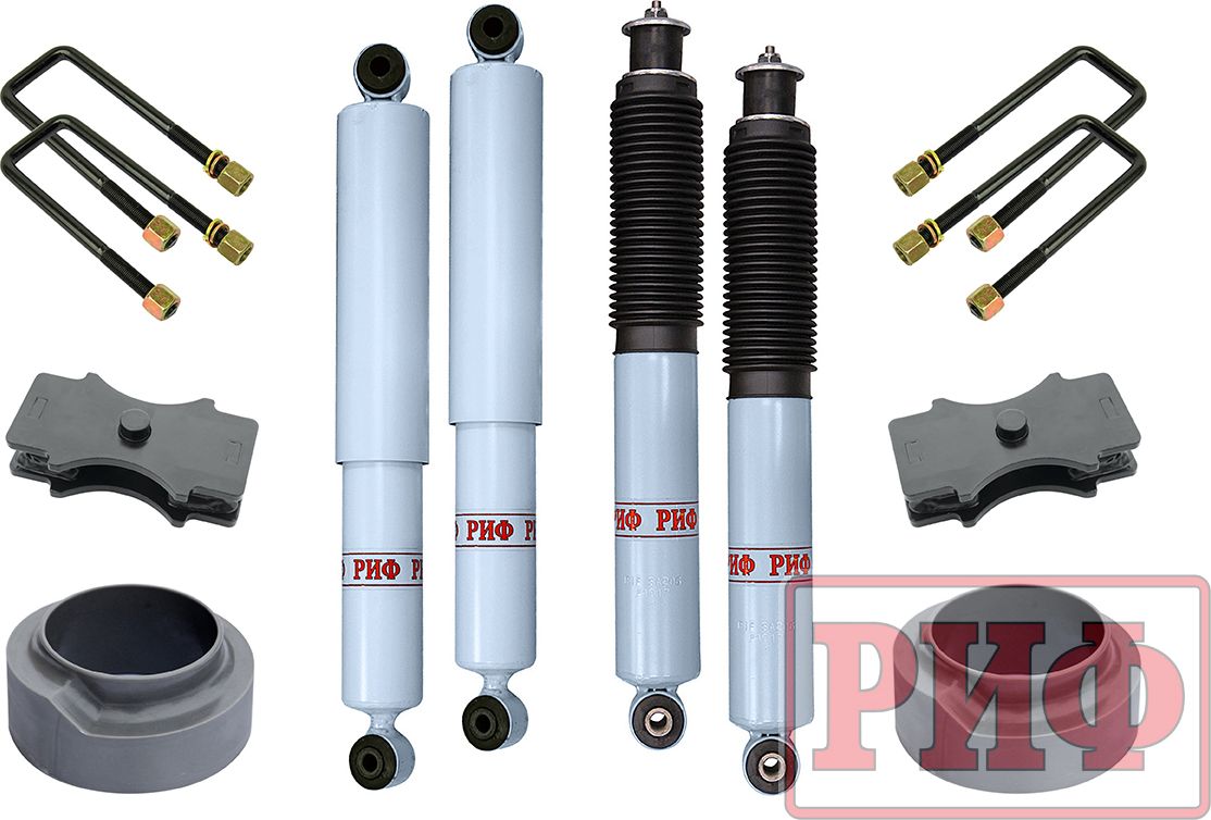 Лифт-комплект РИФ лайт 2 газовый для УАЗ Patriot 2005-2026, лифт 30 мм. Артикул RIF-Patr-30-G-lite