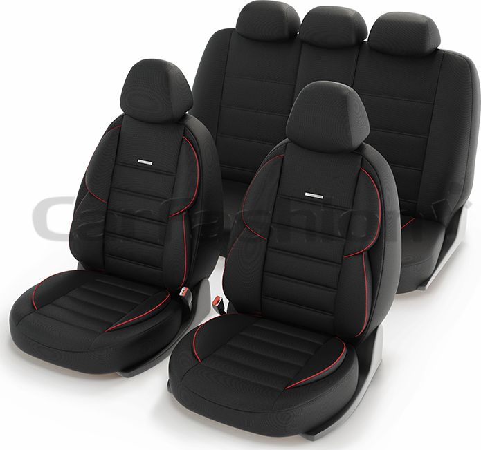 Чехлы универсальные CarFashion Gross на сидения авто, цвет Черный/Черный/Красный. Артикул 11173