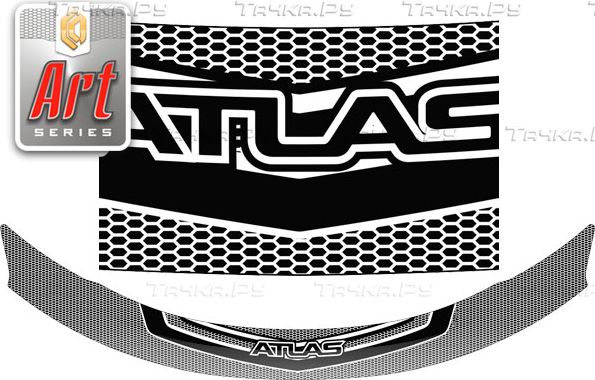 Дефлектор СА Пластик для капота (Серия "Art" серебро) Geely Atlas 2018-2026. Артикул 2010012714251