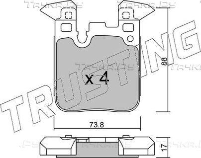 Тормозные колодки Trusting задние для BMW 2 F22 2014-2026. Артикул 1040.0