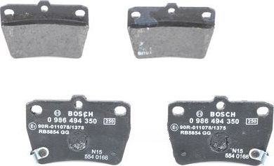 Тормозные колодки Bosch (Low-Metallic) задние для Chery Tiggo (T11) I 2005-2014. Артикул 0 986 494 350