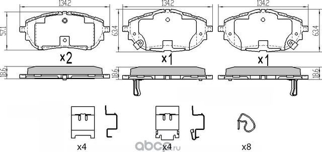 Комплект передних тормозных колодок, дисковый тормоз (Barnett). Артикул TY008
