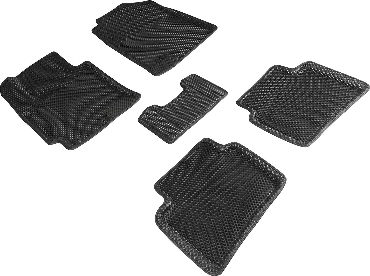 Коврики Seintex 3D EVA Ромб для салона Kia Rio IV 2017-2026 ЧЕРНЫЕ. Артикул 95182