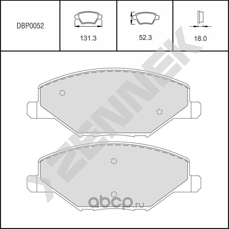 Колодки тормозные дисковые передние SKODA FABIA 06->, SKODA RAPID 12 (Zennek). Артикул DBP0052