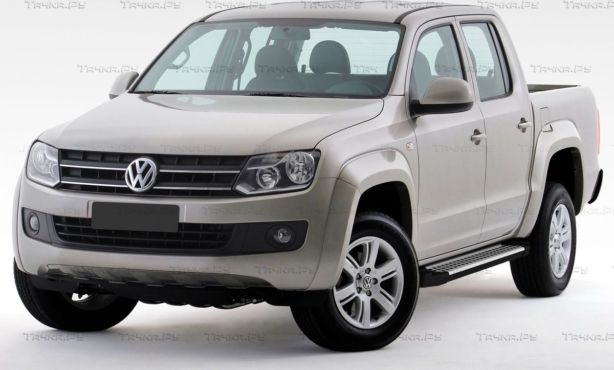 Пороги алюминиевые Rival Bmw-Style круг для Volkswagen Amarok 2010-2016. Артикул D193AL.5803.1