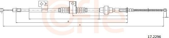 Трос ручника (тросик ручного тормоза) Cofle задний правый для Mitsubishi ASX I 2010-2026. Артикул 17.2296