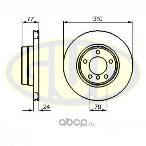 Тормозной диск G.U.D. передний для BMW 5 V (E60/E61) 2003-2010. Артикул GDB124181