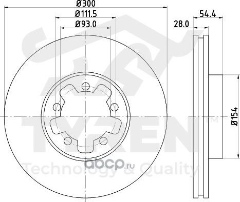 Диск тормозной | перед | (Tyren). Артикул TYR1012801