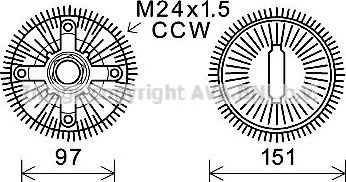 Муфта (вискомуфта) вентилятора AVA (алюминий). Артикул BWC392