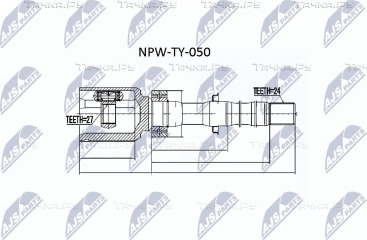 Шрус внутренний (граната) NTY для Toyota RAV4 III (XA30) 2006-2013. Артикул NPW-TY-050