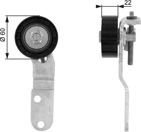 Направляющий (ведущий) ролик приводного поликлинового ремня Gates (полимерный материал). Артикул T36074