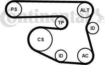 Приводной ремень поликлиновой ContiTech для Lada XRAY I 2019-2026. Артикул 7PK1051 ELAST