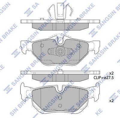 Тормозные колодки Sangsin Hi-Q задние для BMW 1 I (E81/E82/E87/E88) 2004-2012. Артикул SP2158