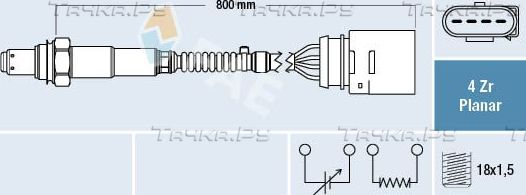 Лямбда-зонд (кислородный датчик) FAE для Porsche Cayenne I (955) 2002-2007. Артикул 77203