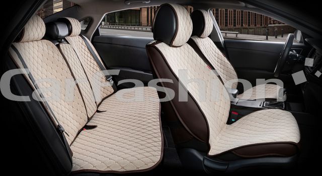 Накидки универсальные CarFashion Crown для авто, цвет Бежевый/Кофе/Кофе. Артикул 22621
