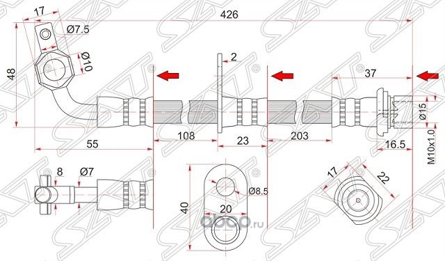 ШЛАНГ ТОРМОЗНОЙ (SAT). Артикул ST9094702F28