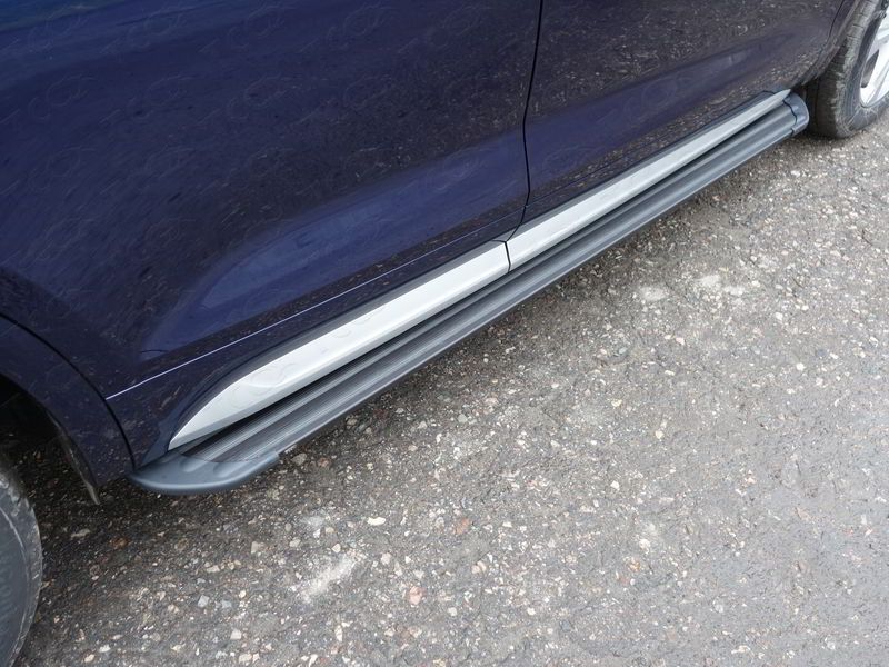 Пороги алюминиевые ТСС Slim Line Black 1820 мм для Audi Q5 II (без пневмоподвески) 2017-2026. Артикул AUDIQ517-21B